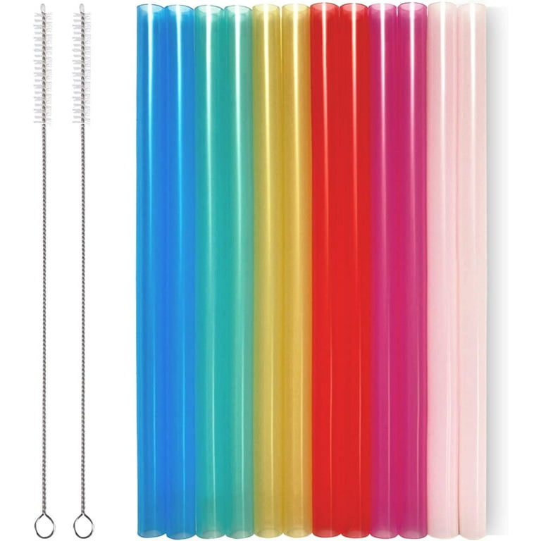 Reusable Silicone Drinking Straws, 12 Pcs Eco Friendly Silicone Straws with  2 Cl