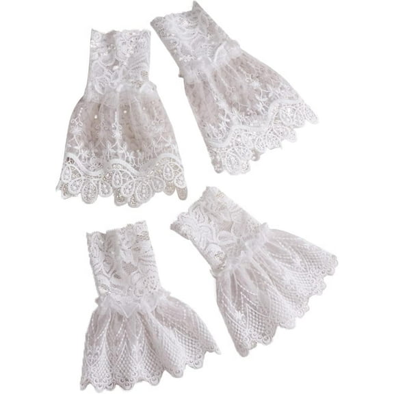 Short Lace Gloves Fingerless Wrist Lace Cuffs for Driving Wedding Bridal Prom Gloves for Women Girls