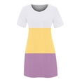 thumbnail image 4 of Casual Dresses for Women Crewneck Color Block Short Sleeve Tshirts Dress Loose Fit Summer Knee Length Tunic Dress, 4 of 4