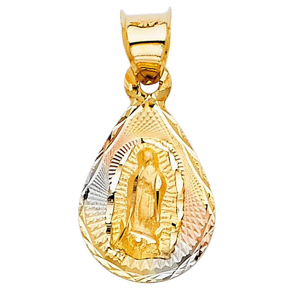 Jewels By Lux 14K White Yellow And Rose Tri Color Gold Stamp Pendant