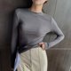 thumbnail image 1 of Camiseta básica de cuello redondo de algodón modal de primavera y otoño para mujer Camiseta interior de manga larga negra de otoño e invierno para mujer, 1 of 6