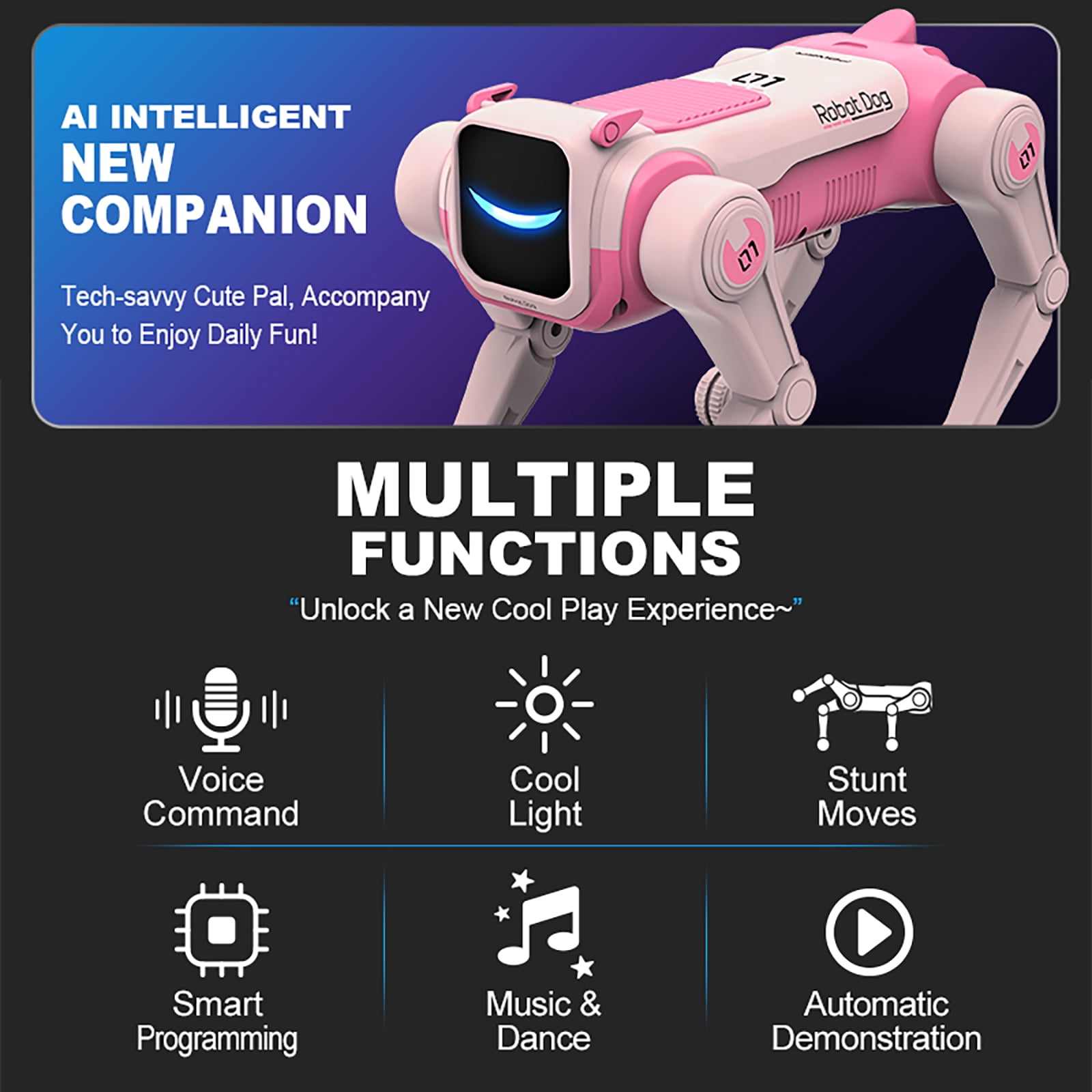 Dammyty Smart Robot Dog for Kids, Remote Control Robot Toys with Voice Control, Programmable RC Stunt Robot Dog Toy, Interactive Electronic Pet Christmas Birthday Gift