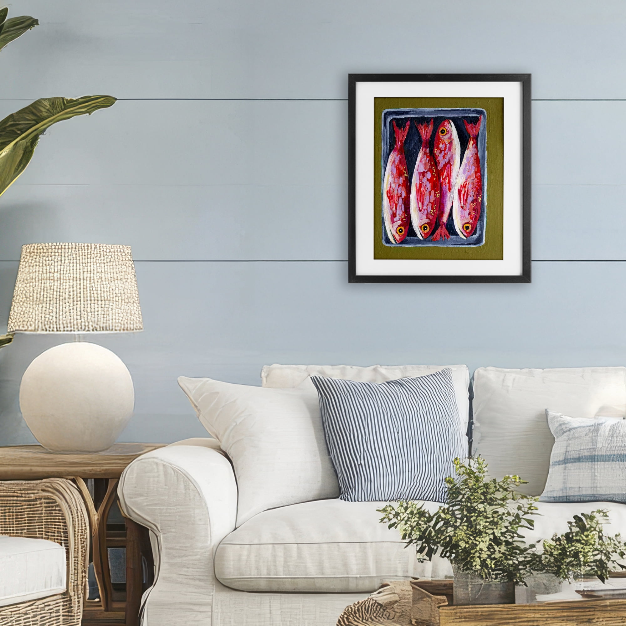 Stupell Industries Red Fish on a Platter Black Framed Print Under Glass, design by Rachel Nerney
