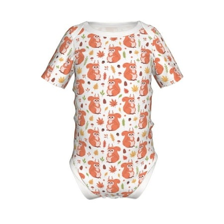 

Yiaed Squirrel And Maple Leaf Print Infant Climbing Short Sleeve Onesie One-Piece Baby Bodysuit Clothes 0-12 Months -6 Months