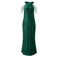 thumbnail image 4 of adviicd Robes d'Invitée de Mariage pour Femmes Robe pour Femme à Manches Longues Col Montant Froncée Fente Latérale Élégante Robe Maxi de Soirée Vert, TG, 4 of 5