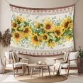 thumbnail image 2 of Sunflower Brown Large Tapestry for Bedroom Wall Hanging Tapestry,Retro Southwest Country Plant Leaf Floral Ceiling Backdrop Tapestries Poster Blanket Wall Decor for Teens Room Living Room 86" x 104", 2 of 8