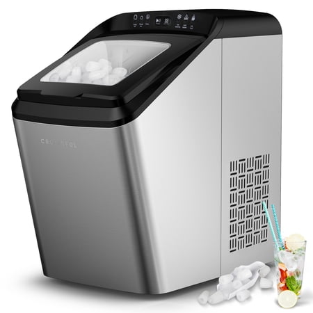 Compact Ice Maker for Countertop 33 lbs/24H, 2 Size (S/L) Crunchy Ice, Self-Cleaning, with Ice Scoop and Basket