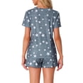 thumbnail image 3 of Conjuntos de pijama de manga corta INSPIRE CHIC para mujer con bolsillos, pijamas suaves de botones, ropa de descanso con pantalones cortos de cintura elástica XL en gris profundo con estrellas, 3 of 6