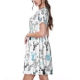 thumbnail image 2 of Balery Winter Art Blue and Black Moose Pattern Womens Dresses Loose Short sleeve Sundresses Swimsuit Coverup 2025 Summer Casual Dress for Women - A-Line Swing Dress, 2 of 6