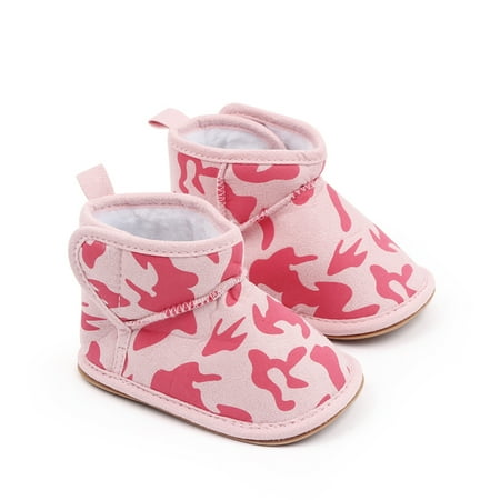 

Multitrust Baby Christmas Winter Booties Unisex Camouflage Printed High Top Plush Flat Warm Shoes