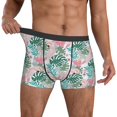 thumbnail image 3 of Men's Boxer Briefs, Palm Leaves Cute Parrot Pink Soft Comfy Mens Underwear Boxer Briefs Breathable With Widen Waist, 3 of 7