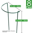 thumbnail image 3 of 8 Pack Plant Support Stakes, Half Round Metal Garden Plant Stake Indoor Peony Cages and Supports, Green Plant Support Ring Border for Tomato,Hydrangea,Flower Outdoor (10" Wide x 15.8" High), 3 of 6