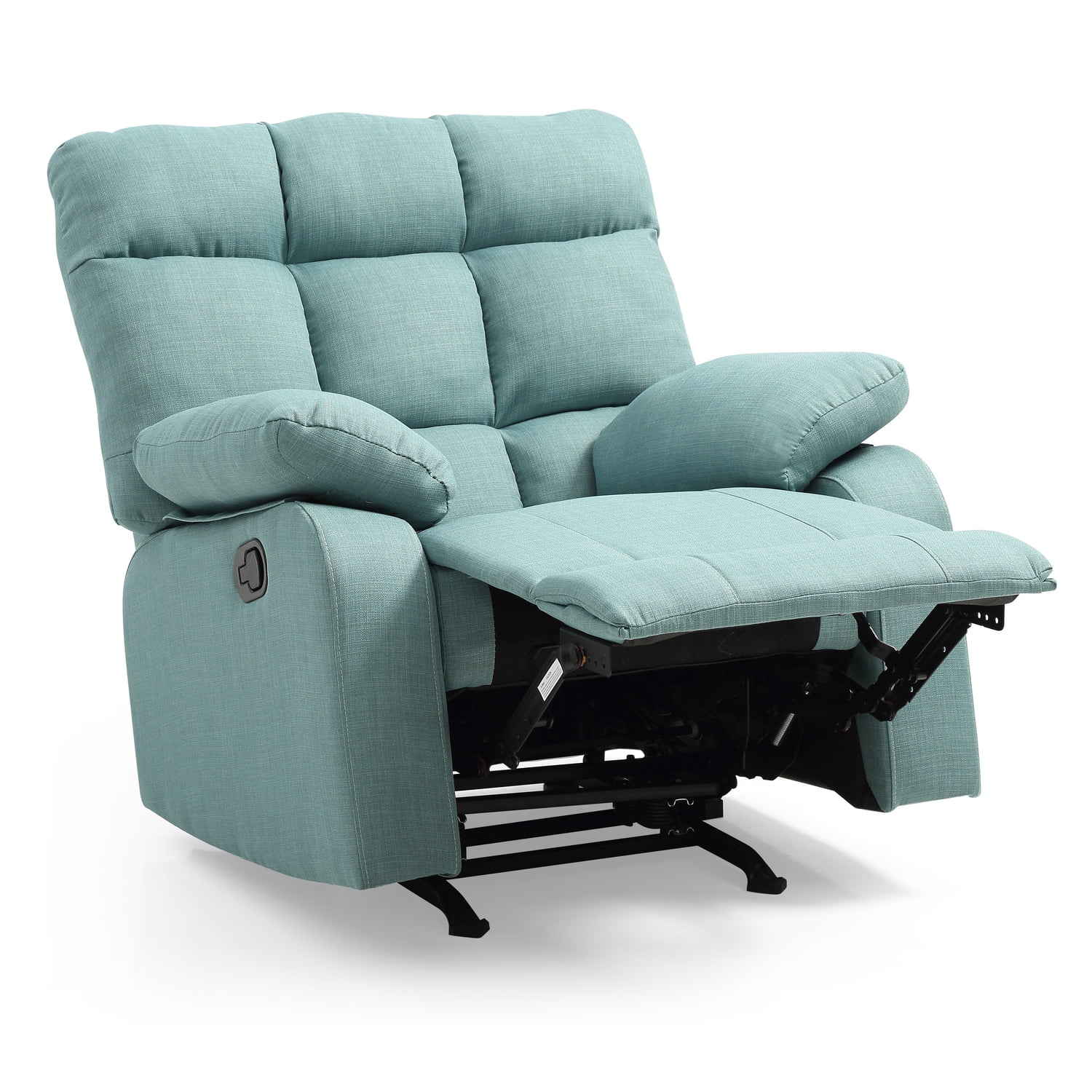 Glory Furniture Cindy Twill Fabric Rocker Recliner in Teal