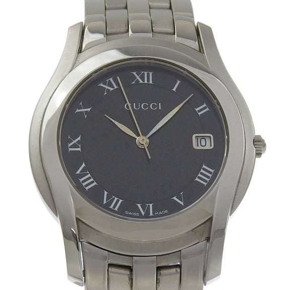 Pre-Owned Gucci 5500M Stainless Steel Black Quartz Analog Watch with Dial for Women