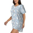 thumbnail image 2 of "Wukai Rabbit Is Eating Carrots Women's Pajama Set - Short-Sleeve Top and Shorts with Elastic Waistband and Pockets for Loungewear, Yoga, and Casual Wear-4X-Large, 2 of 8
