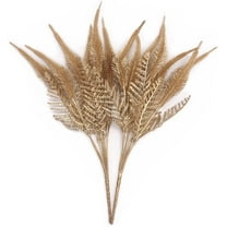 Morttic Artificial Plants Golden Persian Grass, for Christmas Decoration Fake Plant Leaf Bush Grass Fern Bushes Faux Shrubs Greenery Indoor Outside Planter Filler Festival Home Garden Decor - 2 Pack