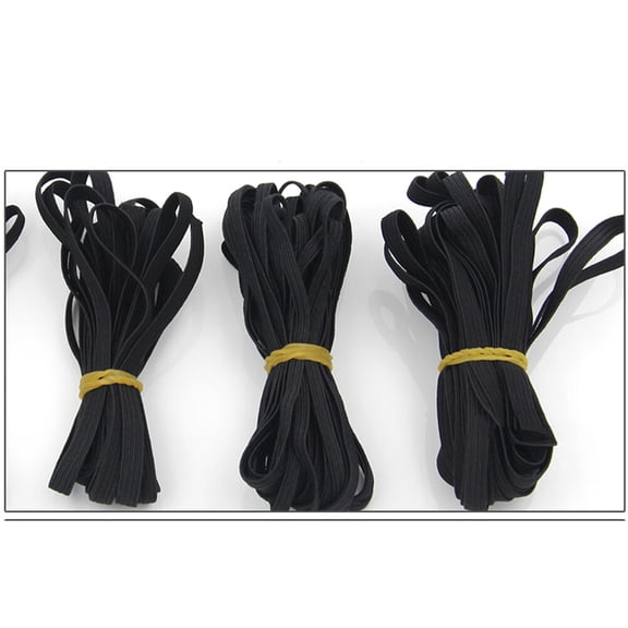 Raindrops 1Set Elastic Band for Clothes TPU 10M x 6mm Flat Sewing Supplies Black