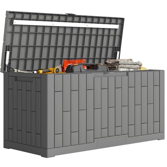 Outsunny 80 Gallon Resin Deck Box, Lockable Outdoor Storage Box