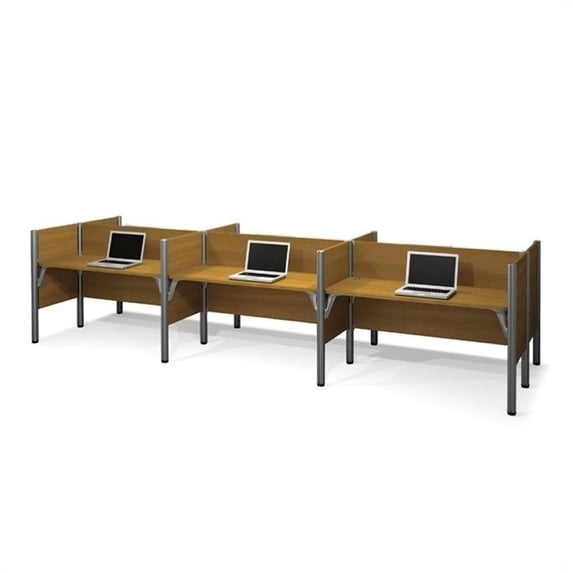 Bestar Pro-Biz Six Workstations in Cappuccino Cherry