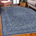 thumbnail image 3 of Vintage Decorative Rug, Bohemian Blossoming with Swirls and Curls Pattern Antique Nostalgic Vibes, Quality Carpet for Bedroom Dorm and Living Room, 6 Sizes, Indigo and Off White, by Ambesonne, 3 of 4