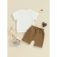 thumbnail image 4 of Bagilaanoe 2pcs Toddler Baby Boy Shorts Set Short Sleeve Letter Embroidery T Shirt Tops + Shorts 6M 12M 18M 24M 3T Kids Casual Summer Clothes, 4 of 8