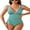 Green, variant on Charmo One Piece Swimsuit for Women Tummy Control Ruched Bathing Suit Push Up Tie Back Swimwear Shell Stitched