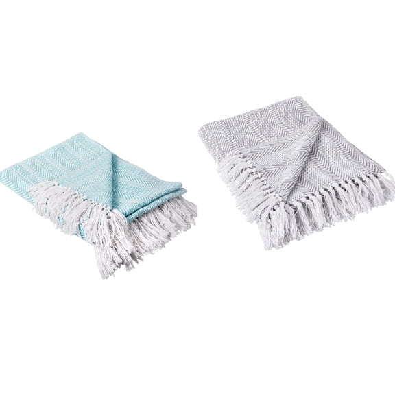 DII Herringbone Striped Collection Cotton Throw Blanket, 50x60, Gray, with DII Herringbone Striped Collection Cotton Throw Blanket, 50x60, Aqua