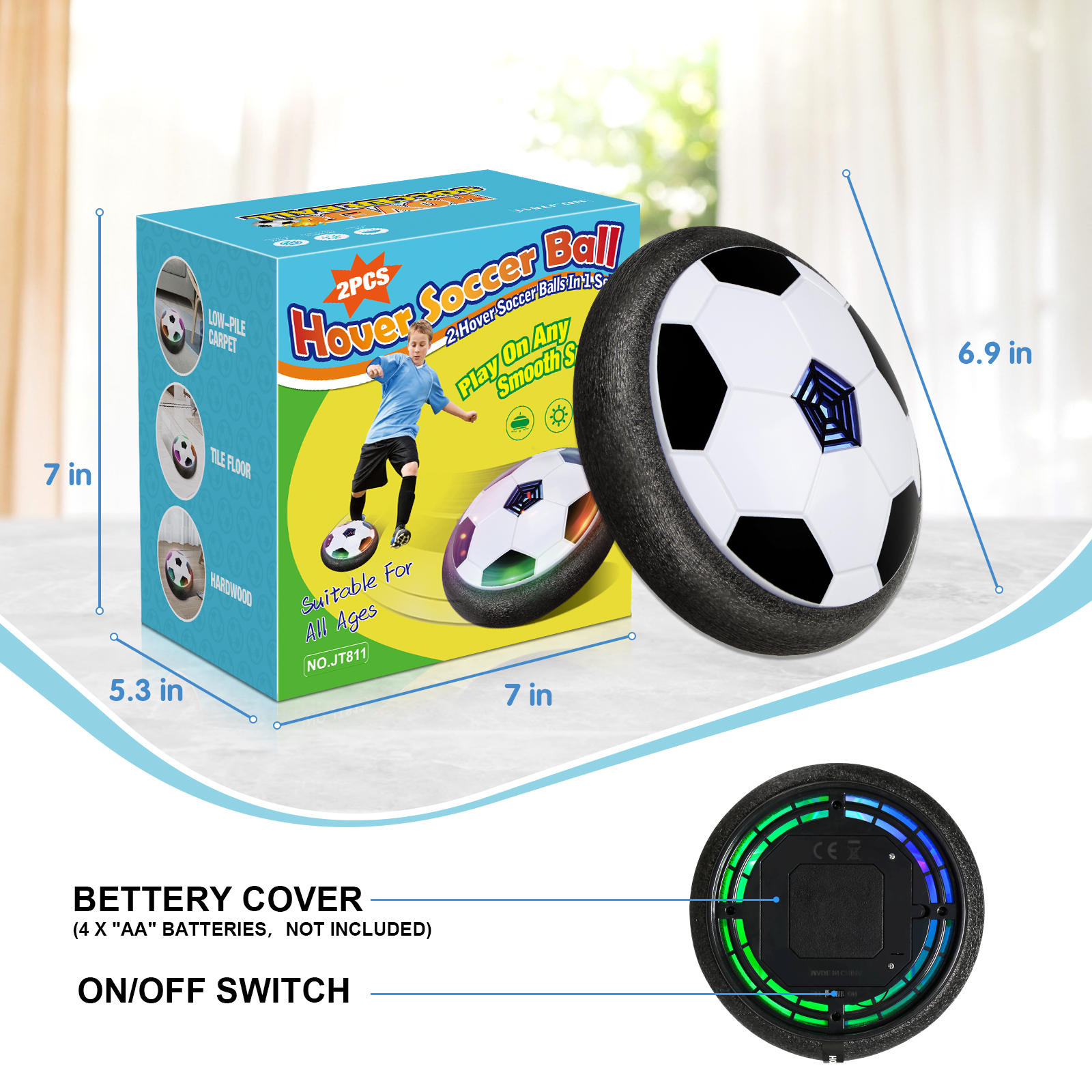 Hover Soccer Ball Toys for Boys LED Light Soccer Balls with Soft