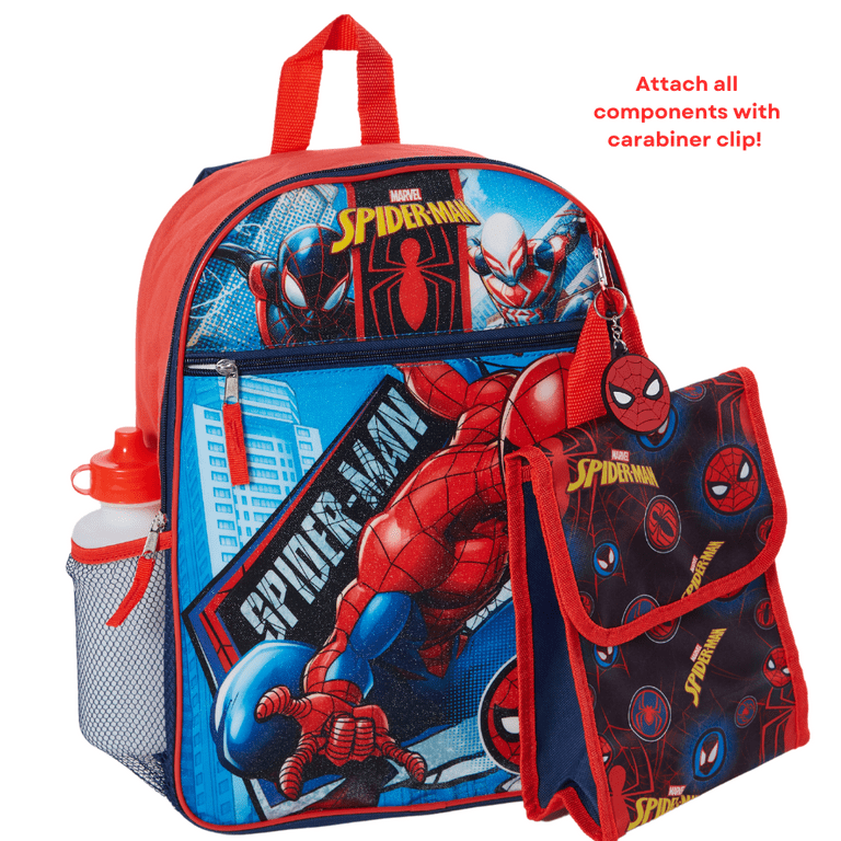 Marvel Spiderman School Bookbag with Lunchbox 5 Piece Set Red Walmart
