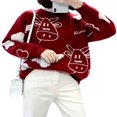 thumbnail image 1 of Pullovers à Manches Longues pour Femmes, Col Rond, Imprimé Vache, Tricoté, Surdimensionné, 1 of 6