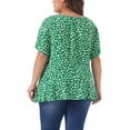 thumbnail image 4 of DARING DIVA Women's Plus Polka Dots Crew Neck Peplum Blouse 2X Dark Green, 4 of 6