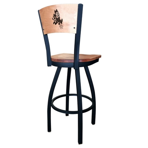 Black Wrinkle Michigan State Swivel Bar Stool with a Back by The Holland Bar Stool Company 25 L8B4 