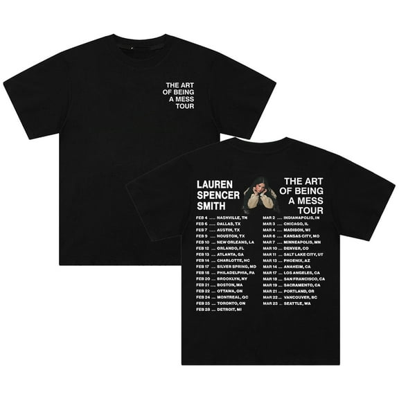 Lauren Spencer Smith The Art Of Being A Mess Tour 2026 T-shirt Short Sleeve Streetwear Men Women Cotton Tee