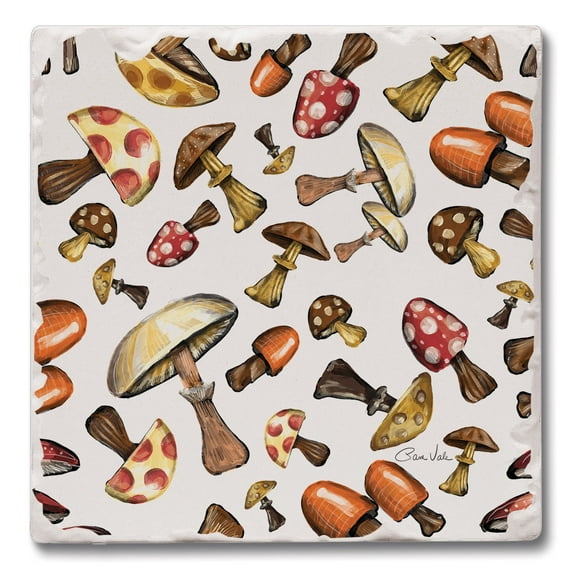 Thirstystone Mushroom Harvest 4-Pack Tumbled Tile Stone Coasters