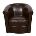 thumbnail image 2 of Lowe Contemporary Leather-Look Swivel Accent Chair - Chocolate, 2 of 9