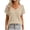 Khaki, variant on Womens Summer V Neck Tops Short Sleeve Sweaters Knit Casual Plus Size Shirts Hollow out Lace Back with Drawstring Trendy Boho Tops