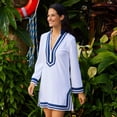 thumbnail image 4 of Cabana Life Women's Terry Tunic Long Sleeve Dress, UPF 50+, Sun Protective Cover-Up, Cotton/Poly Terry Cloth (Esssentials White, Large), 4 of 7