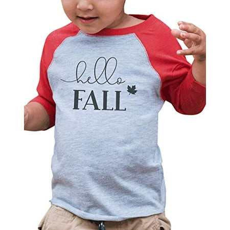 

7 ate 9 Apparel Kids Hello Fall Autumn Raglan Red