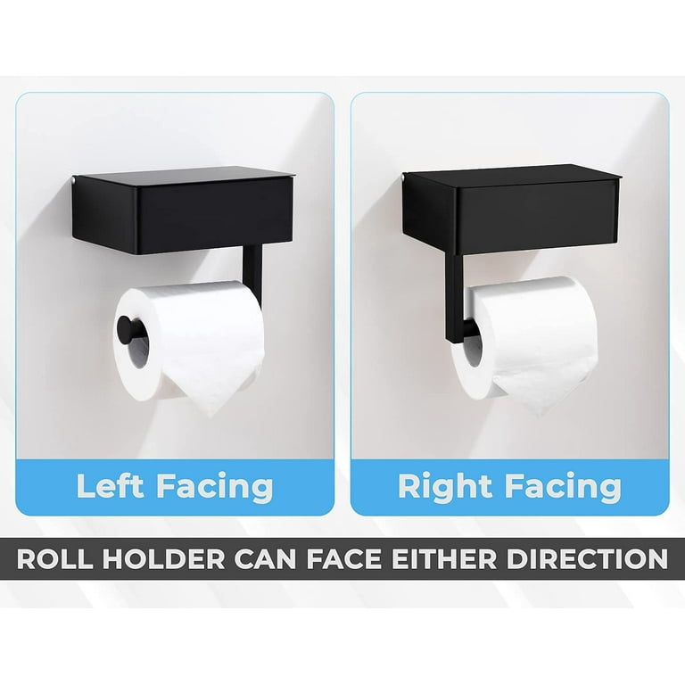 Matte Black Toilet Paper Holder with Shelf, Flushable Wipes