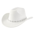 thumbnail image 6 of Western Cowboy Hat For Men And Women Bohemian Style Fedora With Rhinestone Embellishments Curved Brim Fashion Accessory Cozy Grey - One Size, 6 of 8
