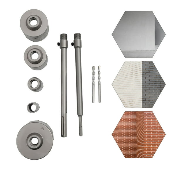 For Concrete Cement Hole Core Drill Bit Cutter Set 9Pcs 30-100mm SDS Plus