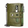 thumbnail image 2 of Vintage Small Women's wallet RFID Blocking Chain ladies purse leather (brown), 2 of 7