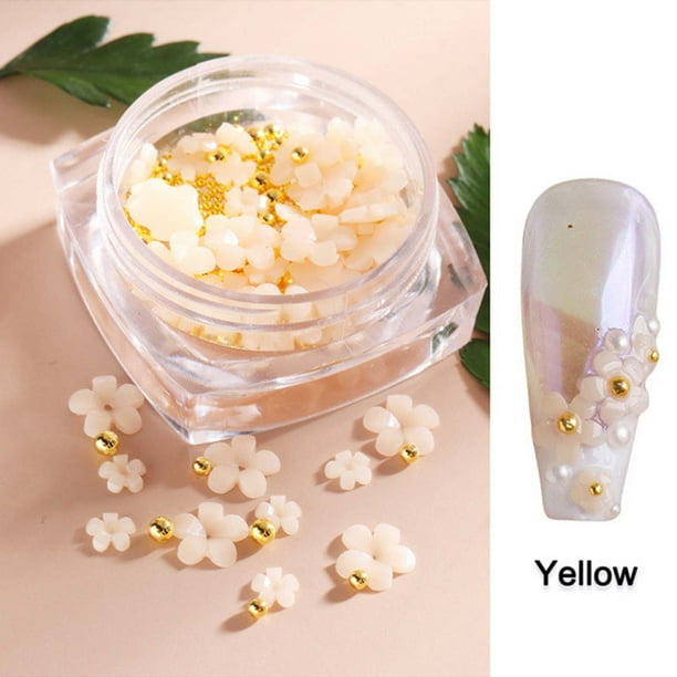 Accesorios para decoración de uñas, joyas florales con diamantes de imitación para decoración de uñas, 1 caja para suministros de decoración de uñas acrílicas, uñas de perla