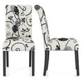 thumbnail image 1 of Costway Set of 2 Tufted Dining Chair Parsons Upholstered Fabric Chair with Wooden Legs White&Black, 1 of 9