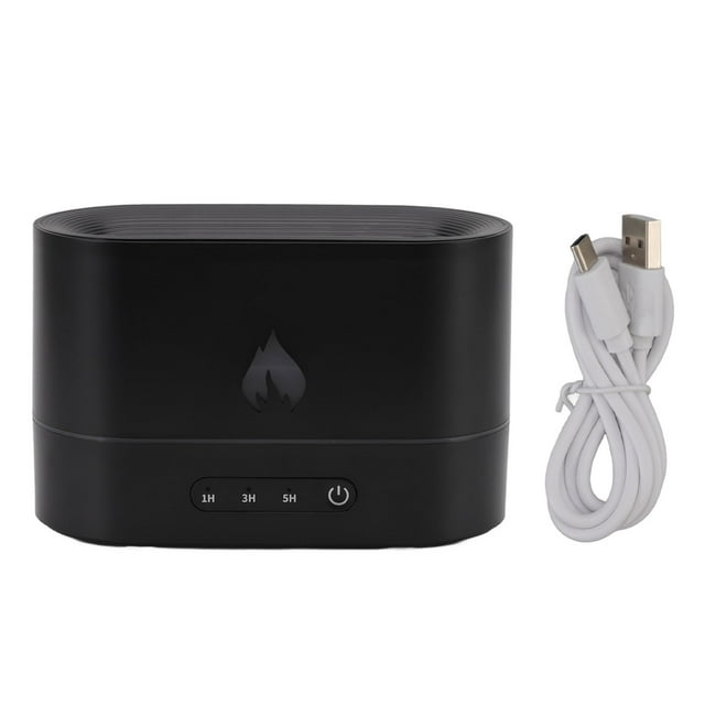 Humidificateur 250ml Arôme Diffuseur Flamme Modèle Lumière USB Alimentation pour la Maison Noir