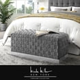 thumbnail image 1 of Nicole Miller Macheline Velvet Bench Intricate Woven Pattern Chrome Stainless Steel Base, Grey/Chrome, 1 of 10