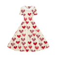 thumbnail image 7 of SBYOJLPB Girls' Valentine's Day Sundress Short Sleeve Printed Dress Middle and Large Children's Waist Fold Turndown Collar​ Dress, 7 of 7