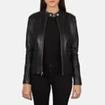 thumbnail image 2 of Luis Leather Womens Black Biker Lambskin Genuine Leather Jacket, Biker Jacket, 2 of 6