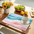 thumbnail image 2 of Placemat Blue Pink Beach Placemats for Dining Table Ombre Abstract Modern Art Washable Table Mats for Party Kitchen Dining Decoration, 2 of 7