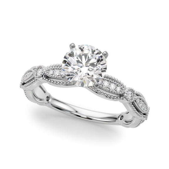Veda Jewelry 1.58 Ct Moissanite Ring - Vintage Inspired Engagement Wedding Bezel Set - 14K White Gold Plated Ring - Stylish Round Cut Design for Her - Great for Engagement and Wedding